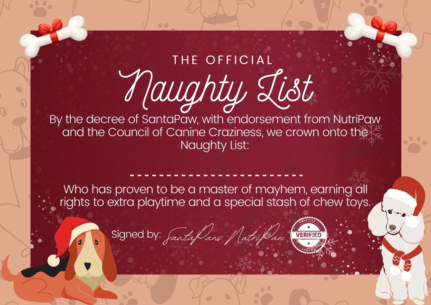 FREE Naughty Certificate